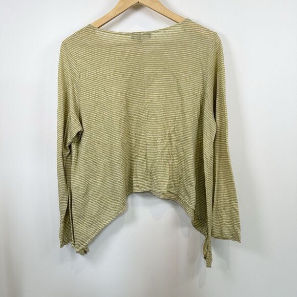 Comfy USA Top Womens Large Yellow Butter Striped Long-Sleeve Lagenlook Crinkle - Picture 6 of 10